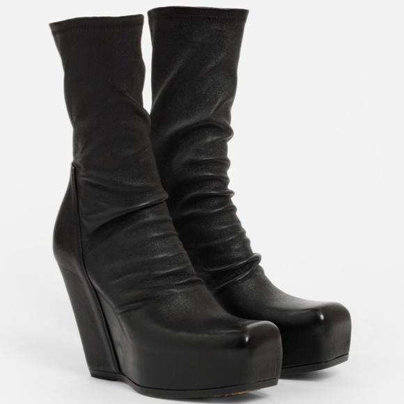 Rick Owens Shoes - RICK OWENS FW18 SISYPHUS Black Sock Wedges IT 37